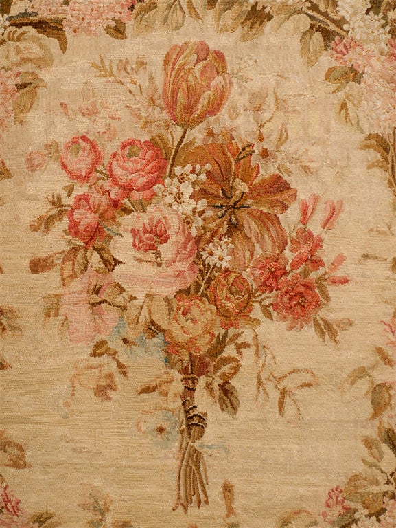 19th Century French Silk Aubusson Framed Tapestry 'Gold and Beige Tones' 3