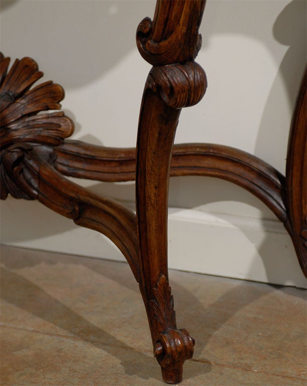 French 19th Century Régence Style Walnut Console Table with Grey Marble Top 3