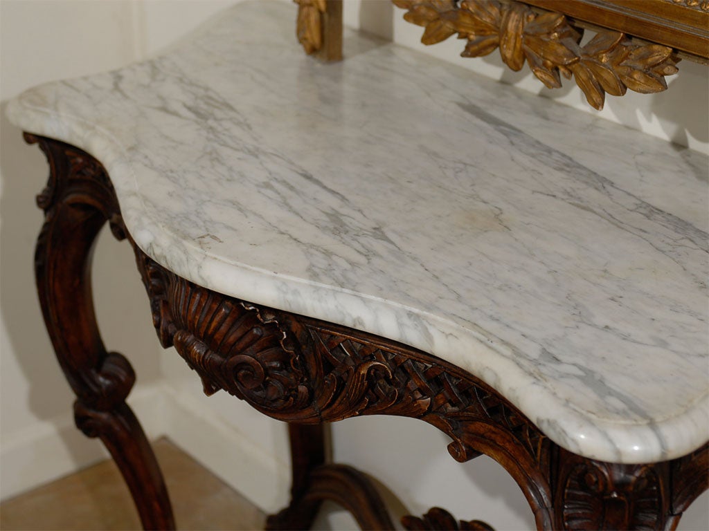 French 19th Century Régence Style Walnut Console Table with Grey Marble Top 5