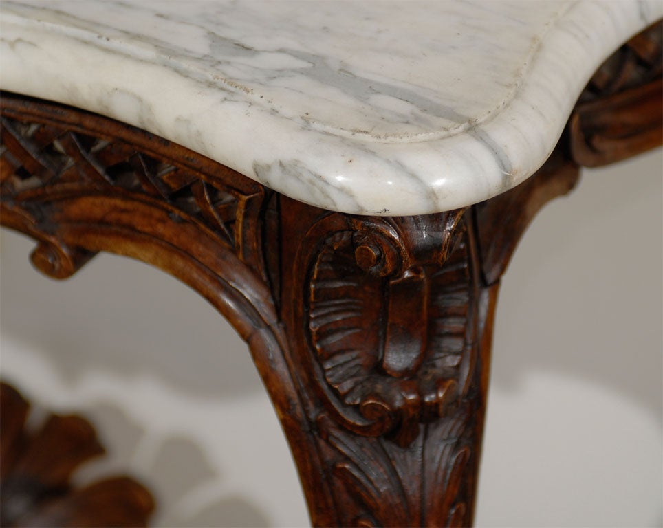 French 19th Century Régence Style Walnut Console Table with Grey Marble Top 6