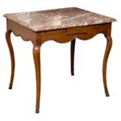 19th Century French Marble Top Table Louis XV in Walnut Parisian 10