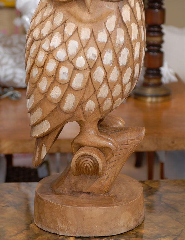 Large Carved Wood Owl 1