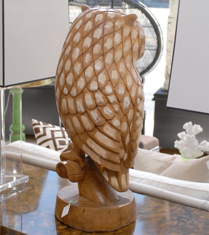 Large Carved Wood Owl 4