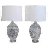 Pair of Spotted Milk Glass Lamps