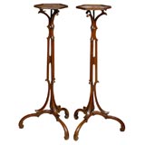 Pair of mahogany torchieres