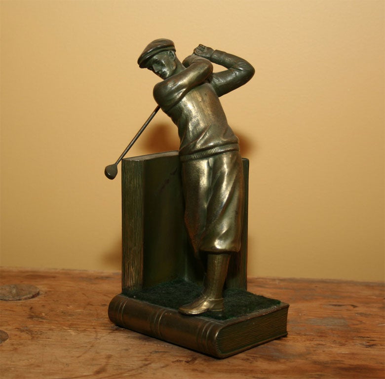 Pair of Bookends Golfers In Excellent Condition For Sale In New York, NY