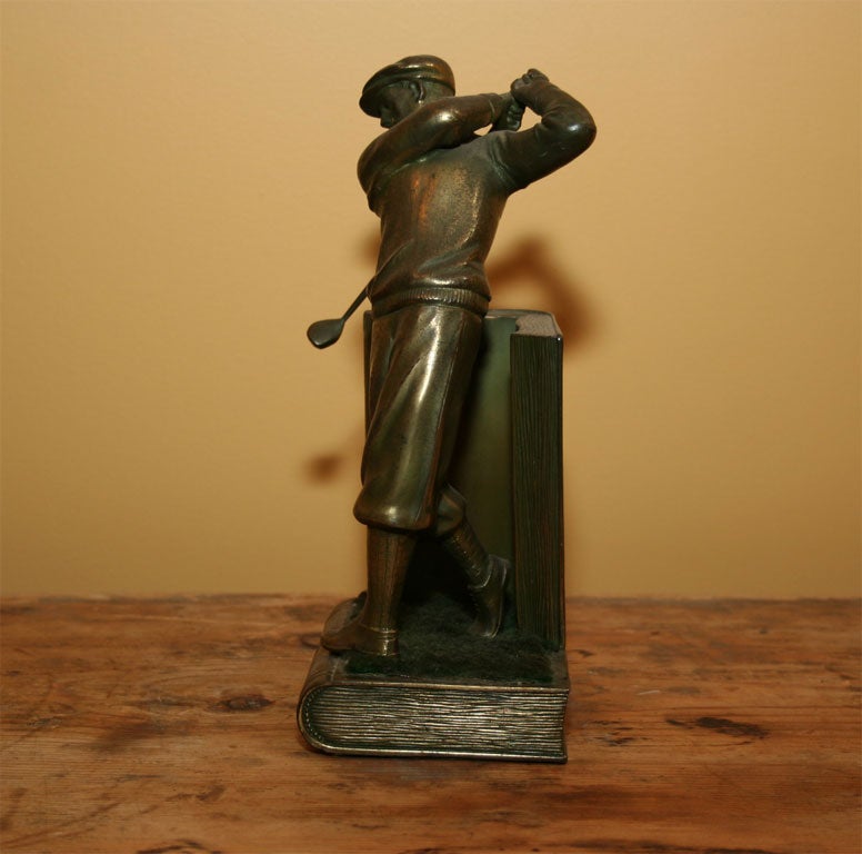 Pair of Bookends Golfers For Sale 3