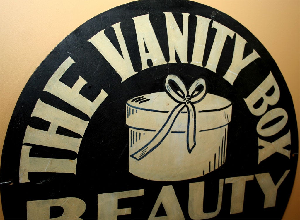 Hand-Painted Trade Sign:  The Vanity Box Beauty Shoppe