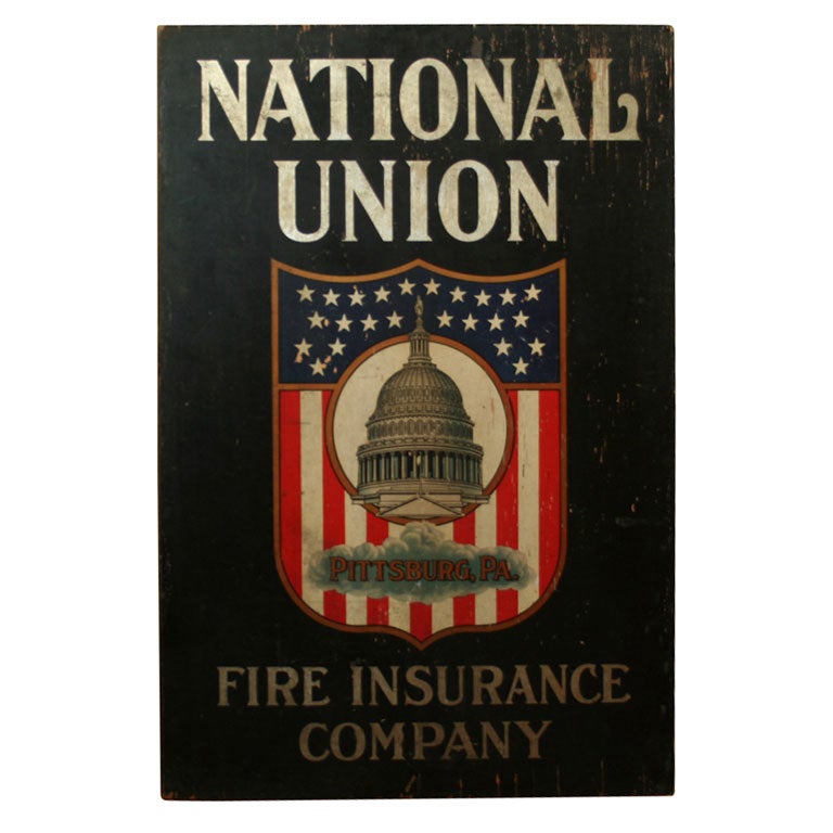 Trade Sign National Union Fire Insurance Company at 1stDibs