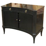 Glamorous Ebonized Sideboard with Tambour Doors by Baker