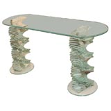 Sculptural Italian Crystal Glass Spiral Console Table