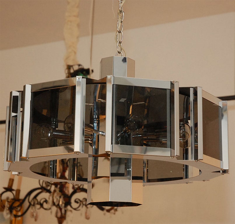Gleaming Mod 70's Chandelier in the style of Robert Sonneman