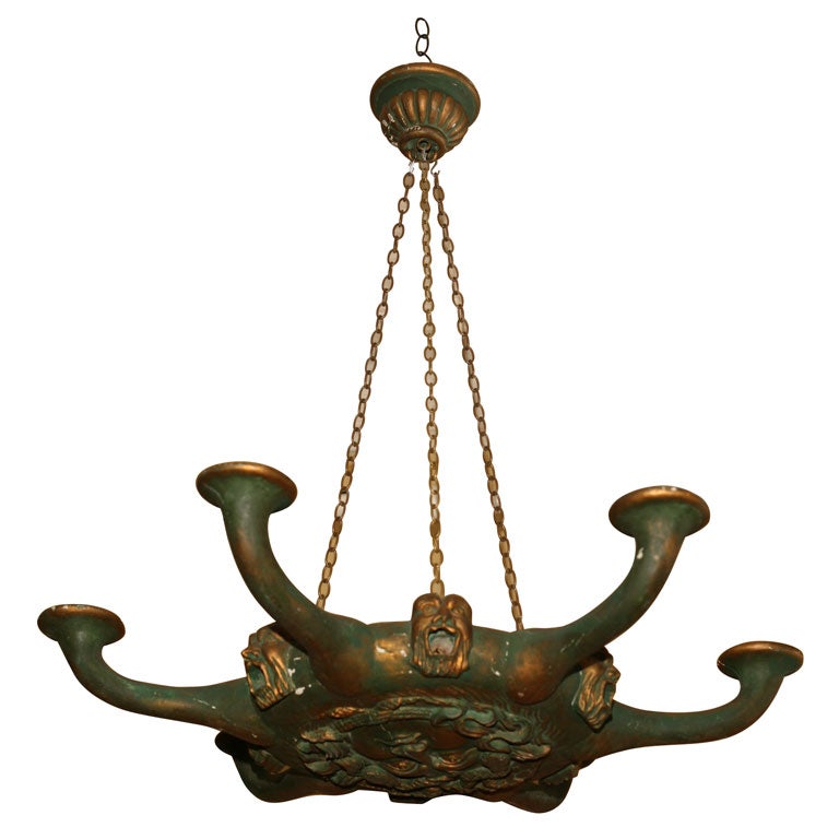 Carved Wood Classical Chandelier