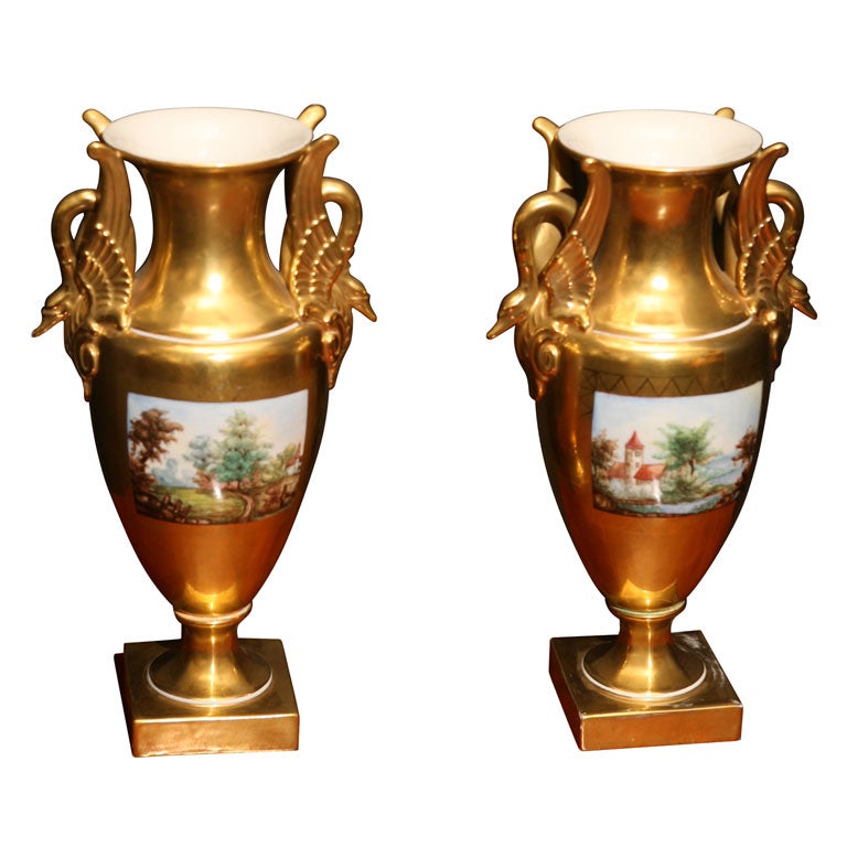 Pair of Dresden Vases For Sale