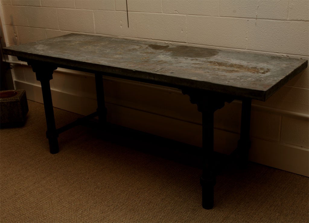 zinc top console with wood base