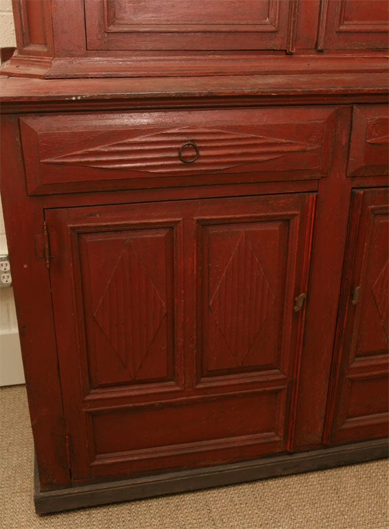 19th Century Painted Swedish cabinet with 4 doors and 2 drawers