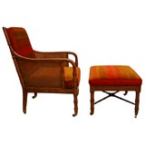 bamboo style framed armchair and ottoman