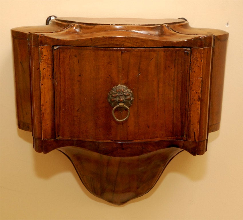 19th C. Walnut & Bronze Petite Wall Console w/Drawer (GMD#2188)