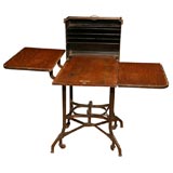 Antique Rolltop Oak and Japanned- Metal Stand