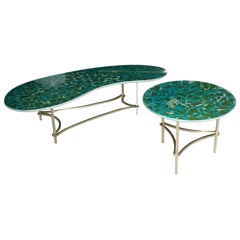 Round Table  with Resin and Glass Top