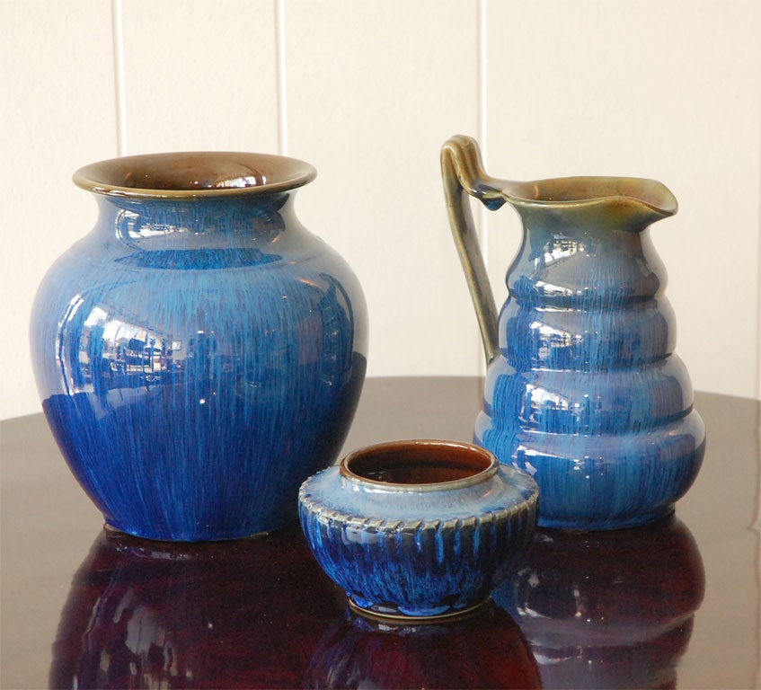 Collection of 3 Electric Blue Glazed Denby Pottery
