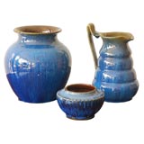 Collection of 3 Electric Blue Glazed Denby Pottery