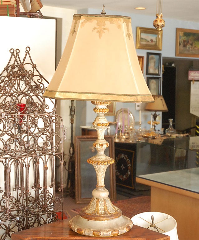 Pair of Grand Italian Candlestick Lamps with Shades