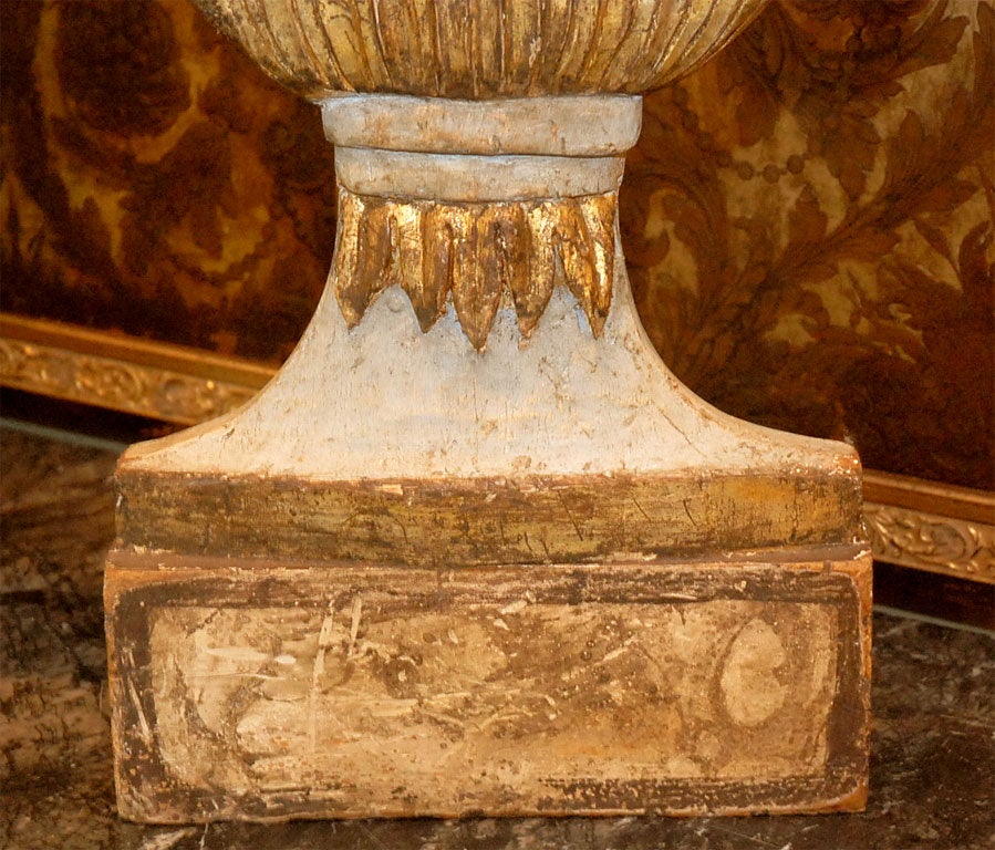 Monumental Pair of Carved Decorative Flat Back Urns 2