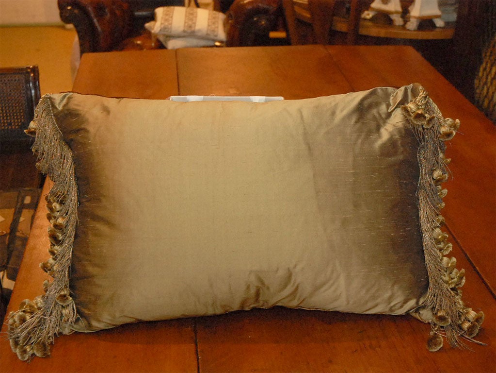 Pair of Metallic French Embroidered Pillows C. 1880 1