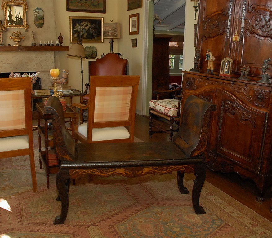 Chinese Chinoiserie wood carved bench For Sale
