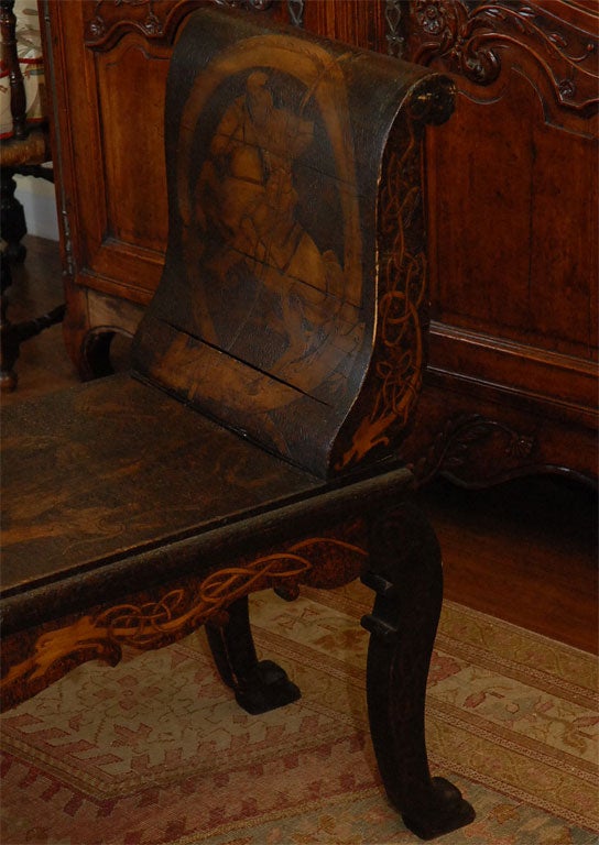 20th Century Chinoiserie wood carved bench For Sale