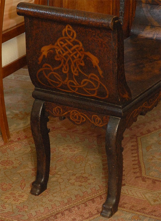 Chinoiserie wood carved bench For Sale 5