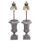 Tole pair of urns made into lamps