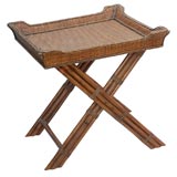 Wicker -bamboo folding side table