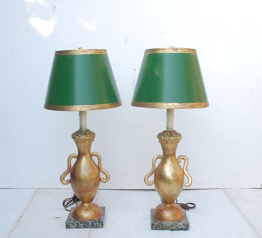 Pair of Italian lamps and customed shades