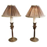 Pair of French Bronze Candlestick Lamps