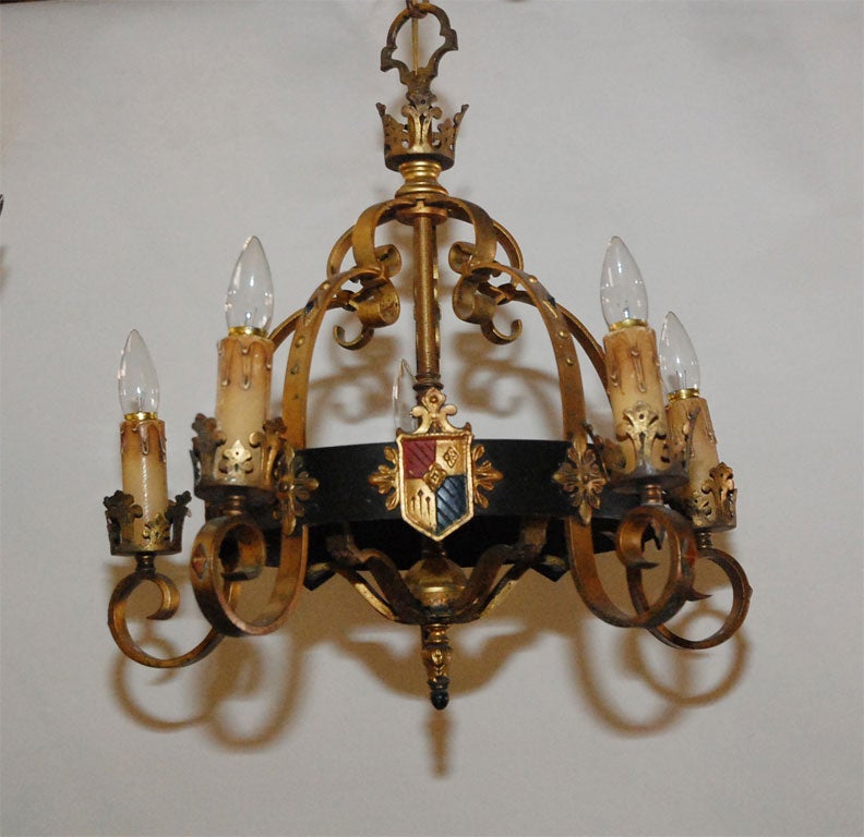 This light fixture looks like it would be at home in a castle or similar environment. The four up-lights have 