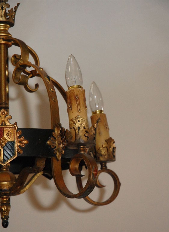 Gilt Castle and Knight Theme Chandelier