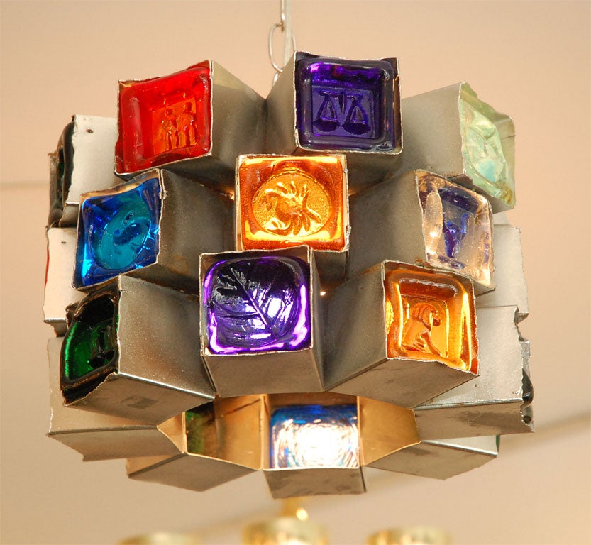 Colored Zodiac Glass Ceiling Lights