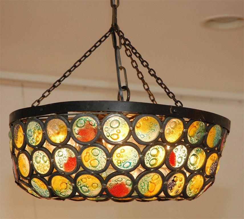 Stained Glass Artisanal Stained Slag Glass Chandelier