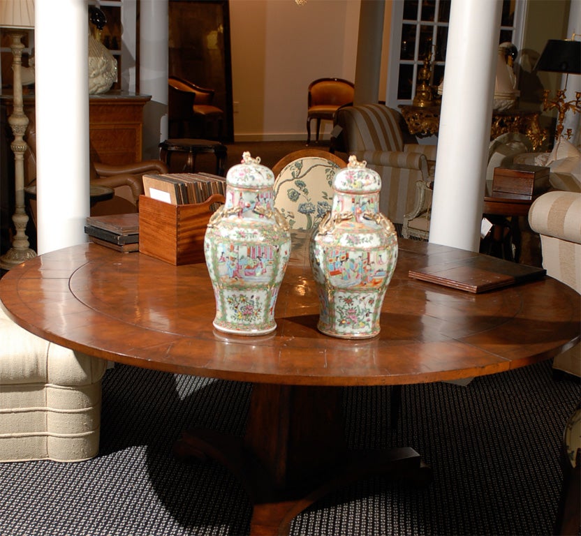 Pair of Rose Medallion Vases with Lids