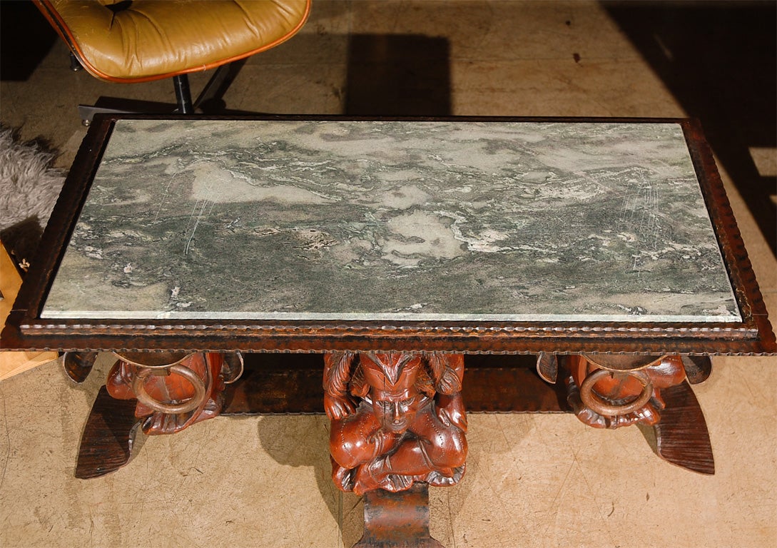 Neoclassical Revival French Coffee Table with Marble Top Attributed to Jean-Maurice Rothschild For Sale