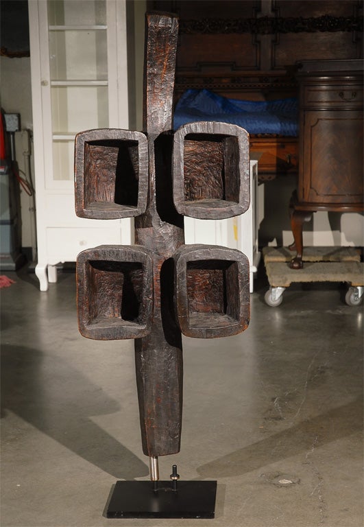 c. 1900 African Wood Bellows made into a Sculptural Object