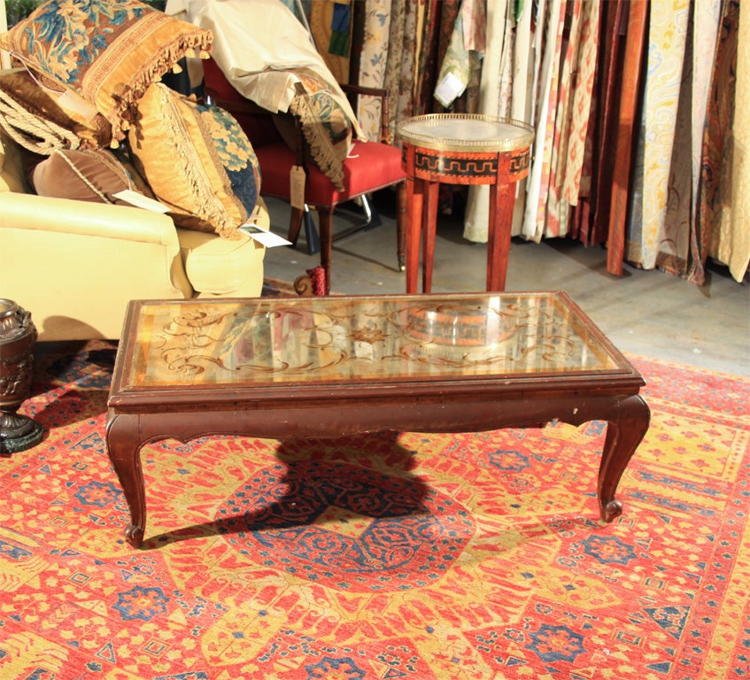 painted coffee table w/mirror top