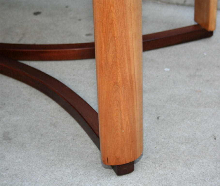 Burnished Sophisticated Art Deco Dining Table in Walnut and Birch by Gilbert Rohde