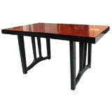 Machine Age Dining Table in Cuban Mahogany & Black Lacquer