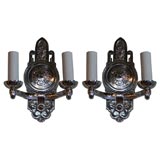 Pair of Art Deco Nickel Plated Sconces