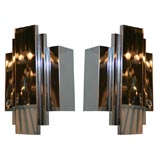 Pair of Skyscraper Style Chrome Sconces