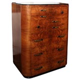 Machine Age High Chest in Walnut in the manner of  Donald Deskey