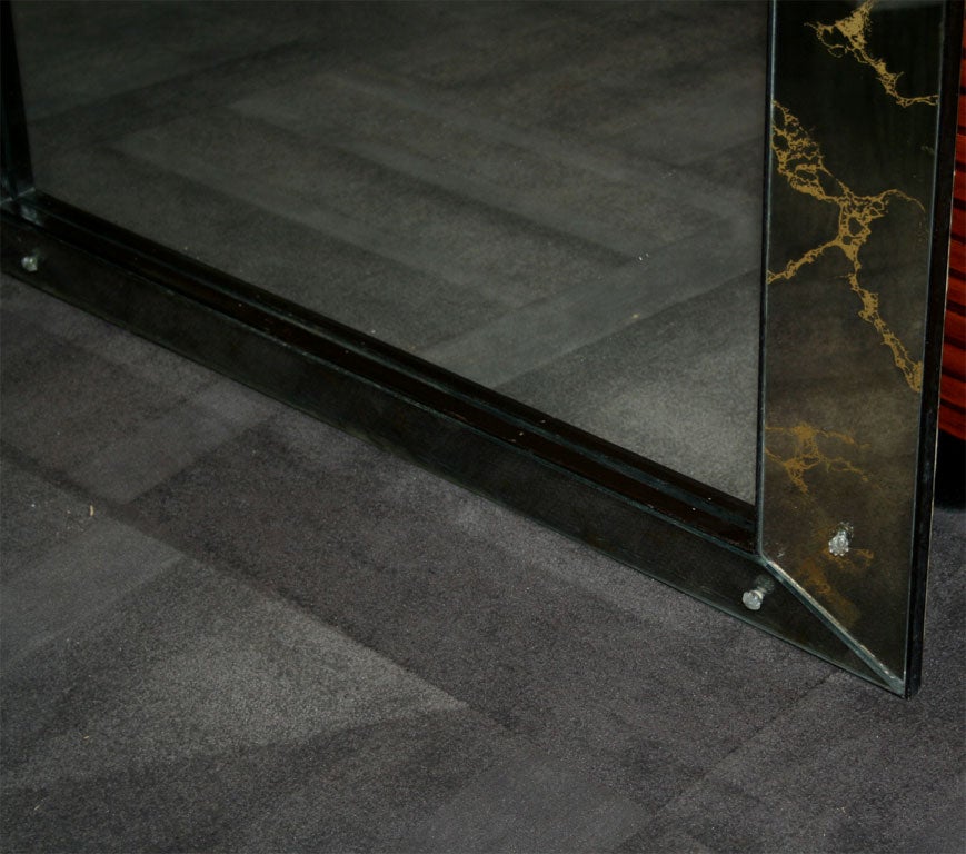 1940's Smoked & Gold Vein Shadow Box Mirror In Excellent Condition In New York, NY
